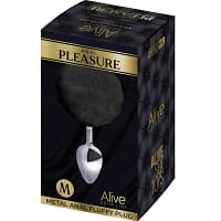 ALIVE - ANAL PLEASURE PLUG SMOOTH METAL FLUFFY BLACK SIZE M