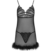 LIVCO CORSETTI FASHION - ZERUNAM SET BABYDOLL + BLACK THONG L/XL