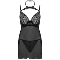 LIVCO CORSETTI FASHION - BINELLA SET BABYDOLL + THONG BLACK L/XL