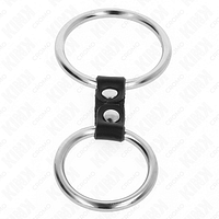 img_193430_561573033b81dd4cb660a42fa2f7b5ac_1.png KINK - DOUBLE METAL PENIS RING 3.7 CM TO 5 CM CONNECTED BY LEATHER STRAP MODEL 2