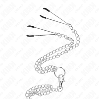 img_193467_249a0816c81388eea4212495271c8946_1.png KINK - TRIPLE CHROME METAL PENIS RING 3.8 CM TO 5 CM WITH 26 CM METAL CHAIN AND NIPPLE CLAMPS MODEL 2