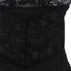 SUBBLIME - BABYDOLL WITH ADJUSTABLE STRAPS AND TRANSPARENT LACE FLORAL PRINT BLACK S/M