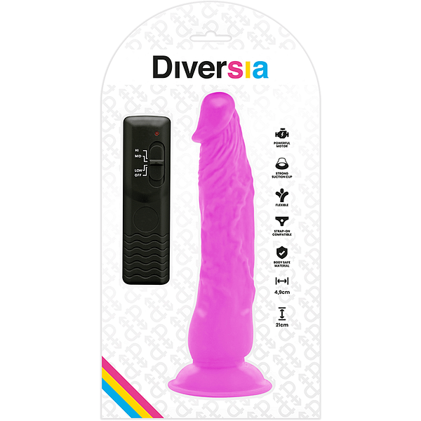 img_120182_57da53016aa633d538687a82e4da8e5e_1.png DIVERSIA - FLEXIBLE VIBRATING DILDO PURPLE 21 CM -O- 4.9 CM