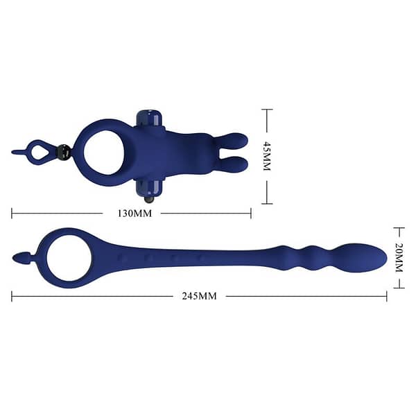 PRETTY LOVE - AYAD RABBIT VIBRATOR RING WITH PLUG BLUE