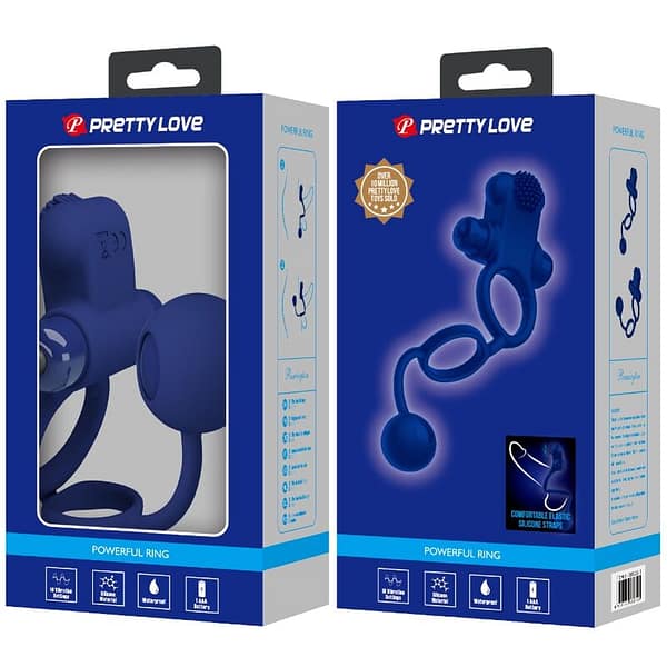 PRETTY LOVE - REMINGTON DOUBLE VIBRATING RING WITH PLUG BLUE