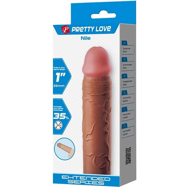 PRETTY LOVE - NILE PENIS SLEEVE WITH 2.5 CM EXTENSION MULATTO