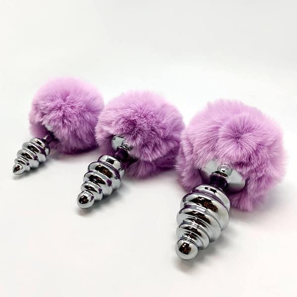 ALIVE - ANAL PLEASURE PLUG SPIRAL METAL FLUFFY VIOLET SIZE M