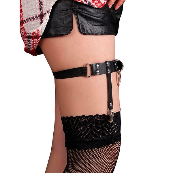 SUBBLIME - 953744 ADJUSTABLE LEATHER PUNK GARTER BLACK ONE SIZE