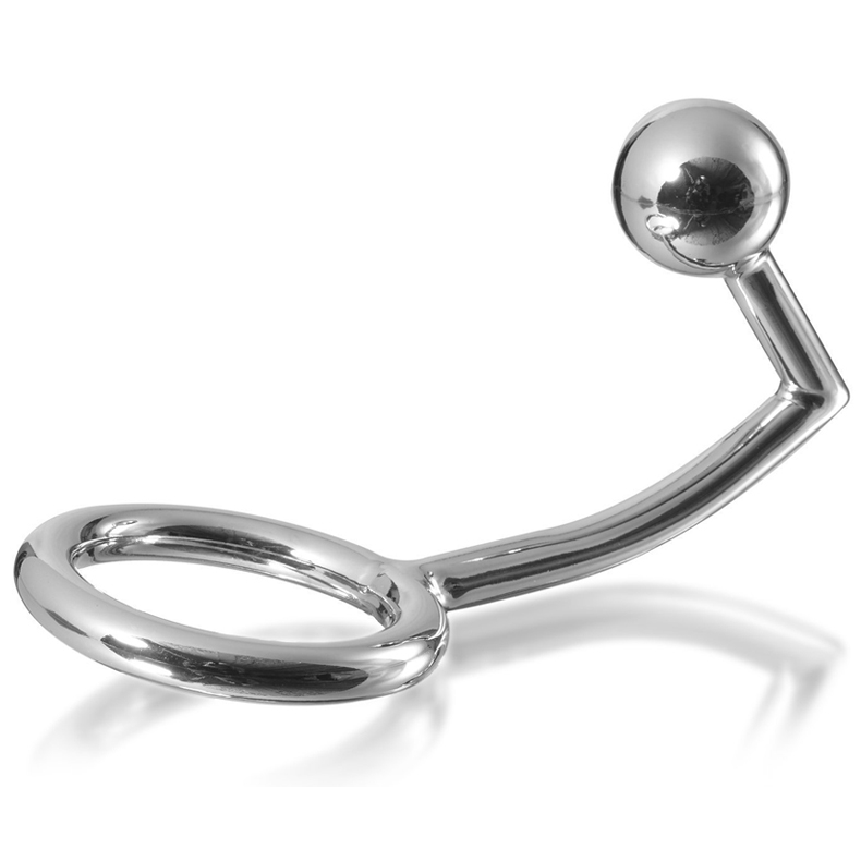 METAL HARD - COCK RING RING WITH ANAL INTRUDER HOOK 40MM - Afbeelding 3