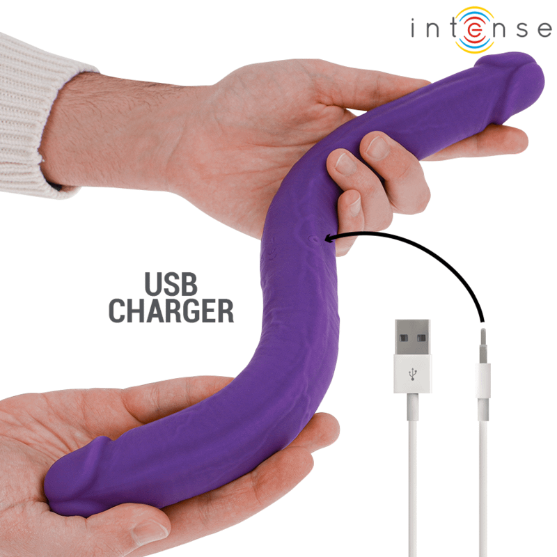 INTENSE - GUNTER DILDO DOUBLE VIBRATOR 40 CM PURPLE REMOTE CONTROL - Afbeelding 3